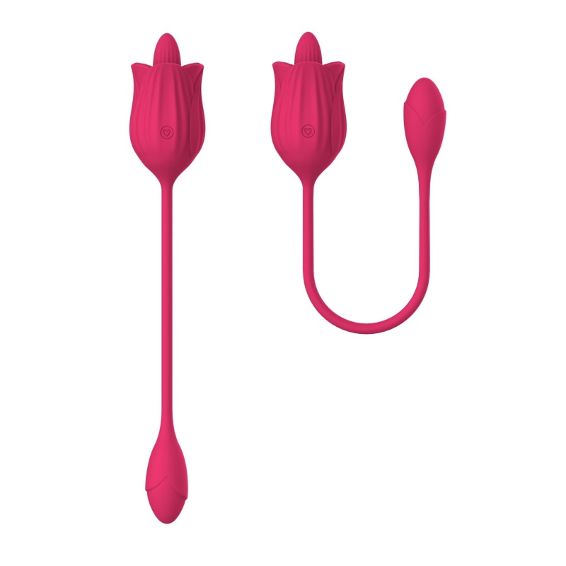 Stymulator łechtaczki Licking Massager z wibrującym jajkiem – różowy, silikonowy, 10 funkcji - 1