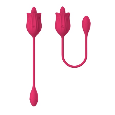 Stymulator łechtaczki Licking Massager z wibrującym jajkiem – różowy, silikonowy, 10 funkcji - 1