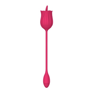 Stymulator łechtaczki Licking Massager z wibrującym jajkiem – różowy, silikonowy, 10 funkcji - 1 2
