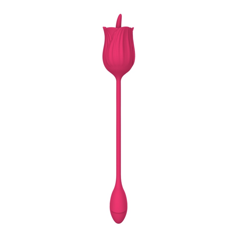Stymulator łechtaczki Licking Massager z wibrującym jajkiem – różowy, silikonowy, 10 funkcji - 2