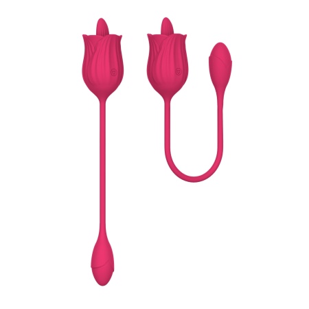 Stymulator łechtaczki Licking Massager z wibrującym jajkiem – różowy, silikonowy, 10 funkcji - 3