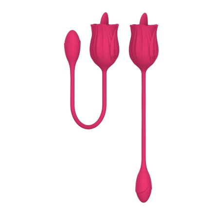 Stymulator łechtaczki Licking Massager z wibrującym jajkiem – różowy, silikonowy, 10 funkcji - 4
