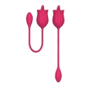 Stymulator łechtaczki Licking Massager z wibrującym jajkiem – różowy, silikonowy, 10 funkcji - 4
