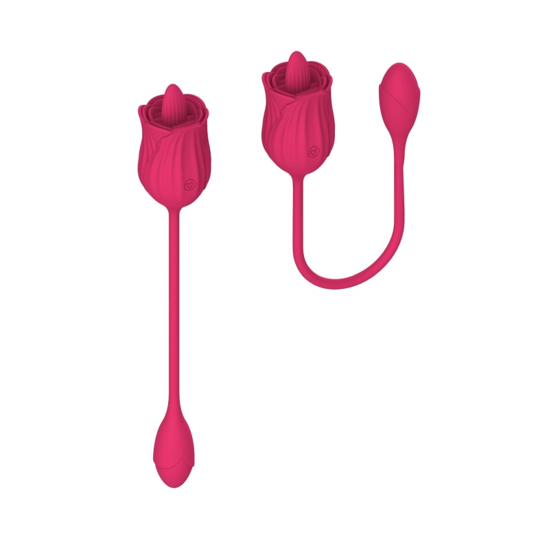 Stymulator łechtaczki Licking Massager z wibrującym jajkiem – różowy, silikonowy, 10 funkcji - 5