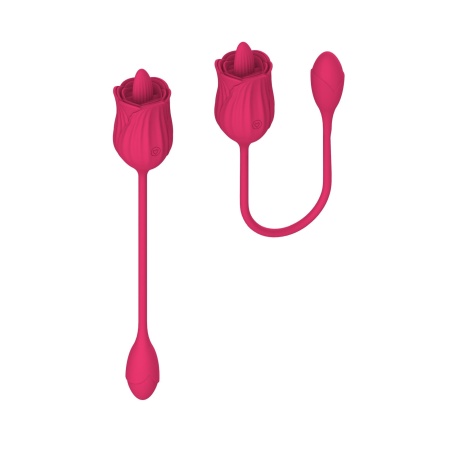 Stymulator łechtaczki Licking Massager z wibrującym jajkiem – różowy, silikonowy, 10 funkcji - 5