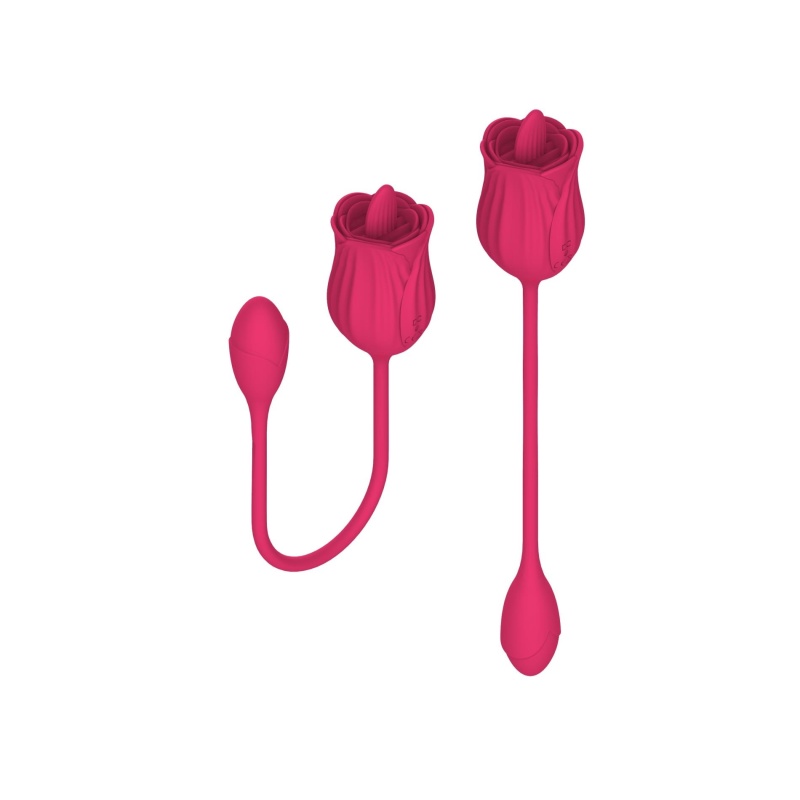 Stymulator łechtaczki Licking Massager z wibrującym jajkiem – różowy, silikonowy, 10 funkcji - 6