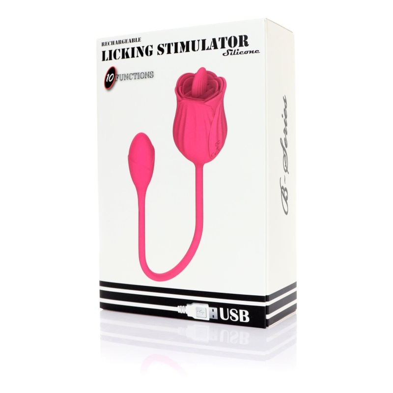 Stymulator łechtaczki Licking Massager z wibrującym jajkiem – różowy, silikonowy, 10 funkcji - 7