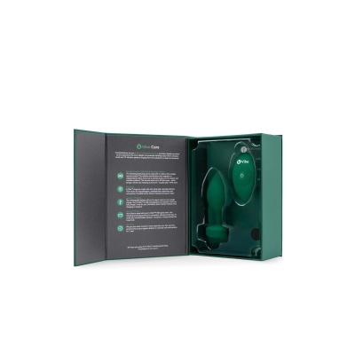 Korek analny Vibrating Jewel Plug M/L Emerald Green - silikon medyczny, 6 poziomów i 15 wzorców wibracji, długość wprowadzalna 8 - 1