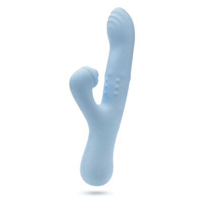 Wibrator króliczek Devin Blue z przesuwnymi kulkami masującymi i stymulacją łechtaczki, 23,5 cm - 1