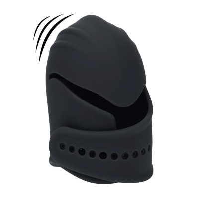 Adjustable Vibrating Silicone Penis Head Stimulator - Black - 1