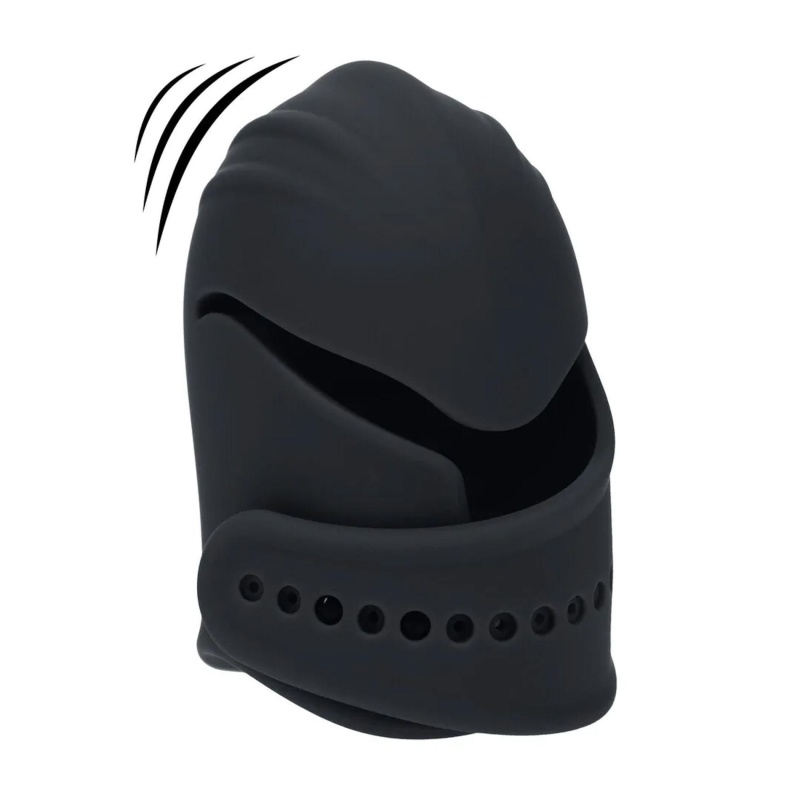 Adjustable Vibrating Silicone Penis Head Stimulator - Black - 1