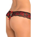 CROTCHLESS LACE THONG WITH BOWS RED, M/L - 3