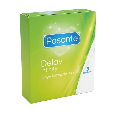 Prezerwatywy opóźniające Pasante Infinity 19 cm, 53 mm, z lidokainą 1% – 3 sztuki - 1 2