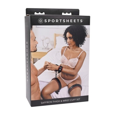 SPORTSHEETS SAFFRON THIGH AND WRIST CUF SET - 1
