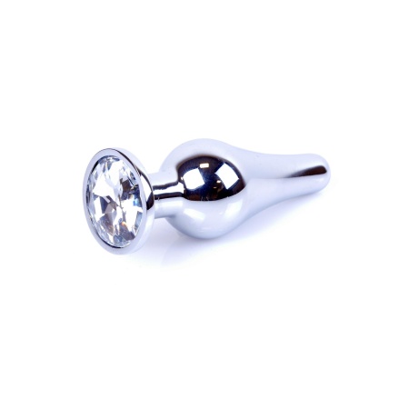 Biżuteria analna Jewellery Silver Clear - stal nierdzewna, anatomiczny kształt, dł. 9,5 cm / Ø bańki 3 cm - 7