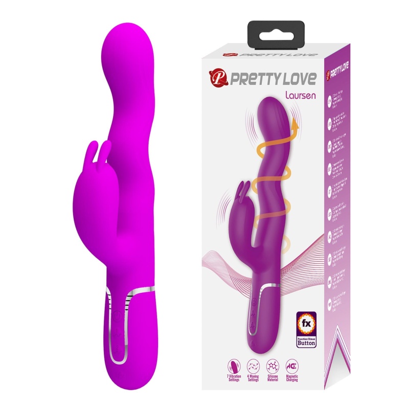 Wibrator króliczek Laursen Purple - 7 trybów wibracji, ruch falujący, silikon medyczny, 24,9 x 3,5 cm - 1