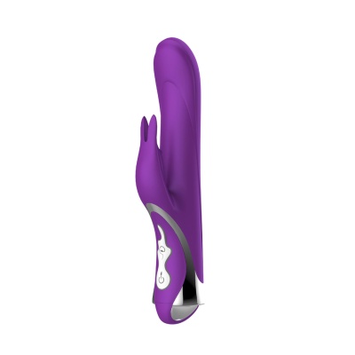 Missile Rabbit Purple — wibrator rotujący ze stymulatorem łechtaczki, 10 trybów wibracji, 3 tryby rotacji, silikon + ABS, 23,5 c - 1 2