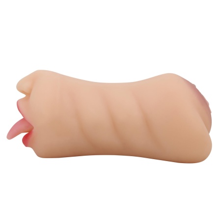 Męski masturbator Sarah - dwukanałowy (pochwa i usta), 18 cm - 5