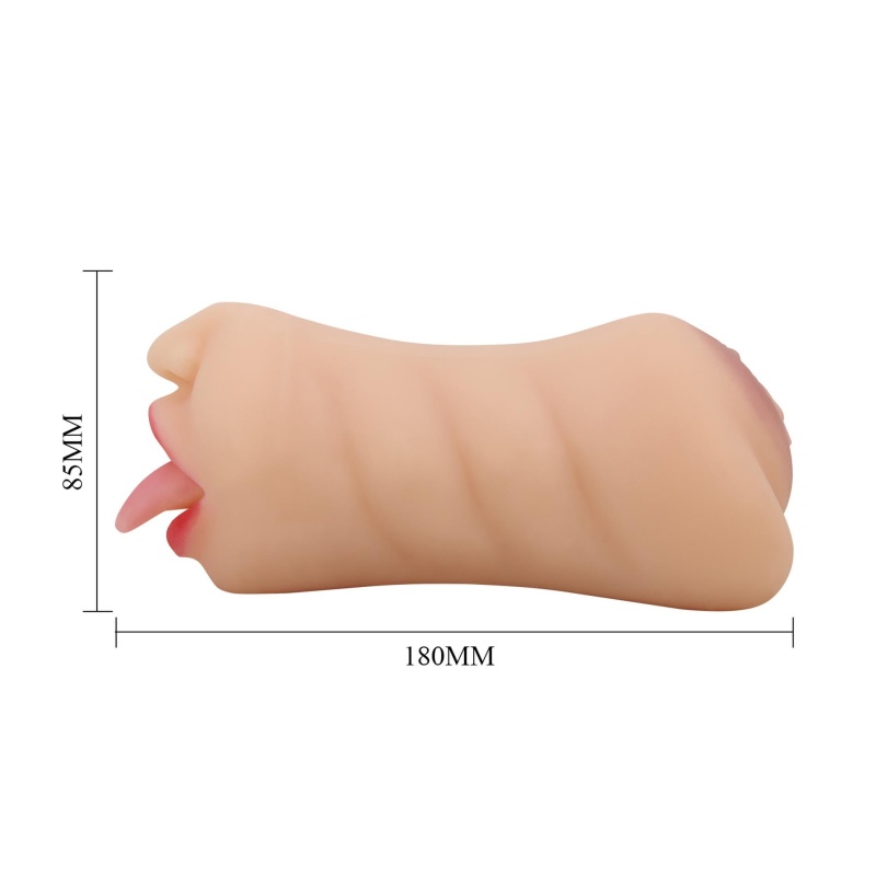 Męski masturbator Sarah - dwukanałowy (pochwa i usta), 18 cm - 12