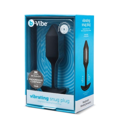 Obciążony korek analny z wibracją Vibrating Snug Plug 2 Black - długość całkowita 12,4 cm - 1