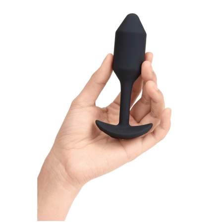 Obciążony korek analny z wibracją Vibrating Snug Plug 2 Black - długość całkowita 12,4 cm - 3