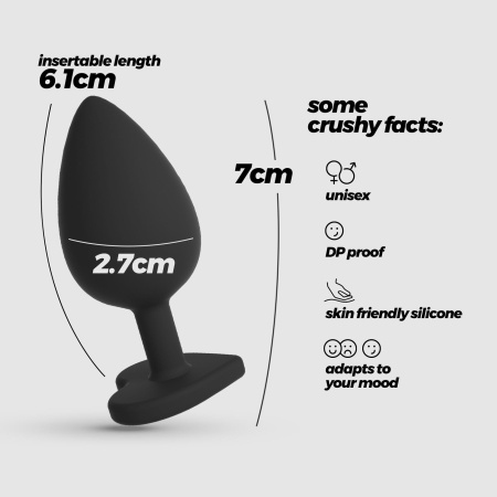 Analny plug Cuore Small z wymiennymi kryształkami, 7 cm - 9
