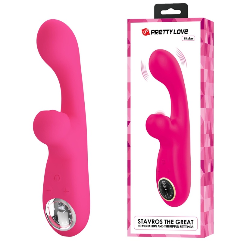Wibrator króliczek Skylar Pink - 10 funkcji wibracji, 10 thumpingu, 9 poziomów intensywności, silikon, USB, wymiary niepodane pr - 1