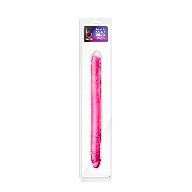 Podwójne dildo 16 cali - realistyczna tekstura, elastyczny PVC, długość całkowita 40,64 cm - 1