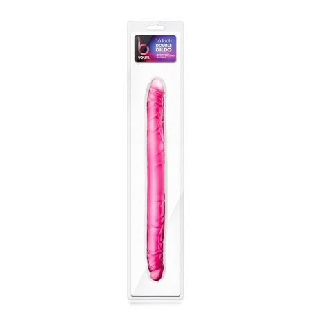 Podwójne dildo 16 cali - realistyczna tekstura, elastyczny PVC, długość całkowita 40,64 cm - 1