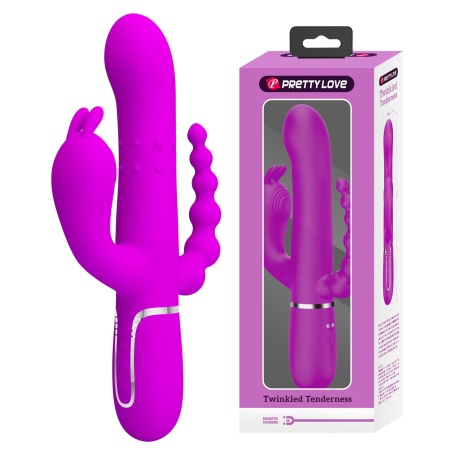 Wibrator króliczek Cammy Purple - potrójna stymulacja, 7 funkcji wibracji, 4 funkcje obrotowych koralików - 1
