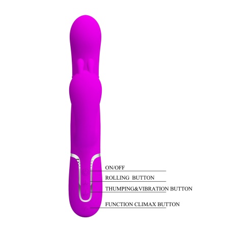 Wibrator króliczek Cammy Purple - potrójna stymulacja, 7 funkcji wibracji, 4 funkcje obrotowych koralików - 10