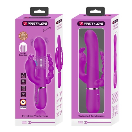 Wibrator króliczek Cammy Purple - potrójna stymulacja, 7 funkcji wibracji, 4 funkcje obrotowych koralików - 12