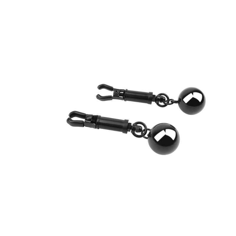 Weighted Nipple Clamps - Metalowe klamry na sutki z obciążeniem i regulacją nacisku, 12,5 cm - 3