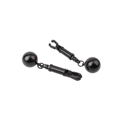 Weighted Nipple Clamps - Metalowe klamry na sutki z obciążeniem i regulacją nacisku, 12,5 cm - 4