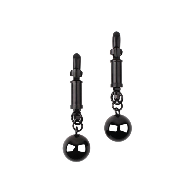 Weighted Nipple Clamps - Metalowe klamry na sutki z obciążeniem i regulacją nacisku, 12,5 cm - 5