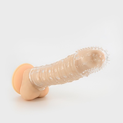 Nakładka na penisa Crushious Dotted 15,5 cm, średnica 3,3 cm, przezroczysta - 1 2