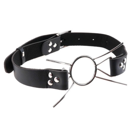 Knebel rozporowy Spider FFE Silver/Black – stalowy pierścień 3,8 cm, cztery rozpórki, pasek 65 cm - 3