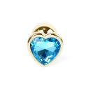 Biżuteria analna Gold Heart PLUG Light Blue - stal nierdzewna, korek anatomiczny 7 cm x 2,7 cm - 1