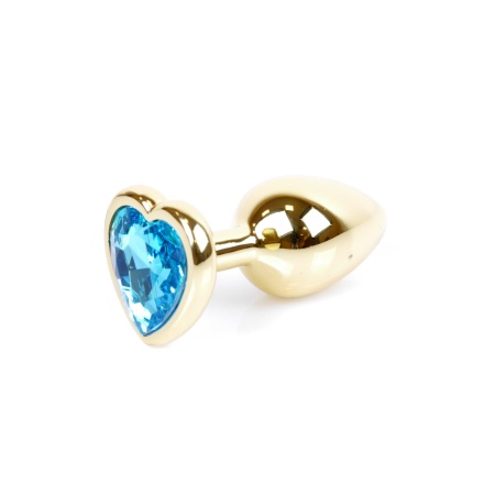 Biżuteria analna Gold Heart PLUG Light Blue - stal nierdzewna, korek anatomiczny 7 cm x 2,7 cm - 6