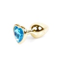 Biżuteria analna Gold Heart PLUG Light Blue - stal nierdzewna, korek anatomiczny 7 cm x 2,7 cm - 6