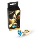 Biżuteria analna Gold Heart PLUG Light Blue - stal nierdzewna, korek anatomiczny 7 cm x 2,7 cm - 7