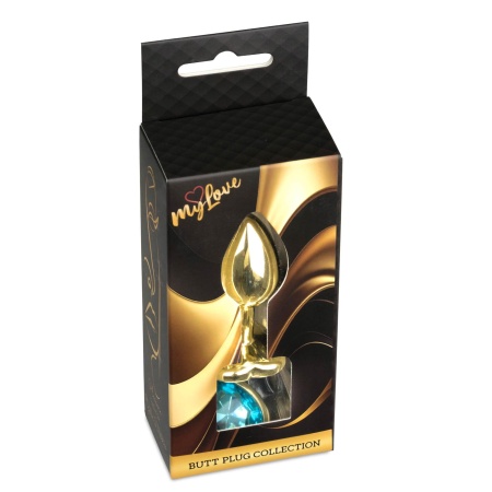 Biżuteria analna Gold Heart PLUG Light Blue - stal nierdzewna, korek anatomiczny 7 cm x 2,7 cm - 8