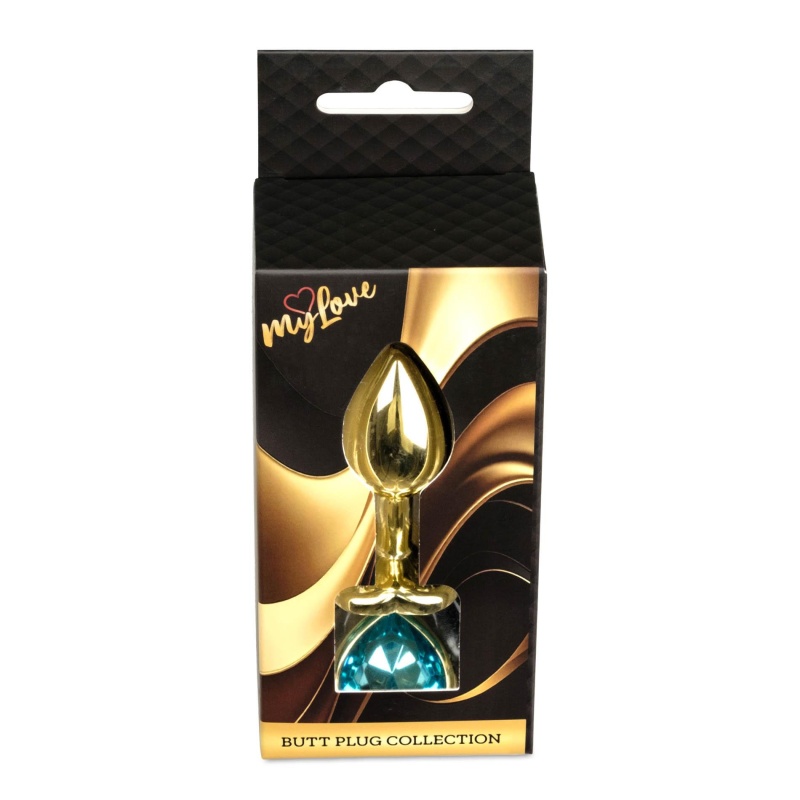 Biżuteria analna Gold Heart PLUG Light Blue - stal nierdzewna, korek anatomiczny 7 cm x 2,7 cm - 9