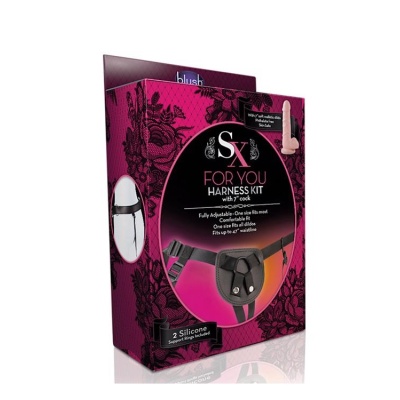 SX For You Harness Kit z Dildo 7 cali (17,8 cm) - Regulowany Strap-On z 2 Silikonowymi Pierścieniami - 1