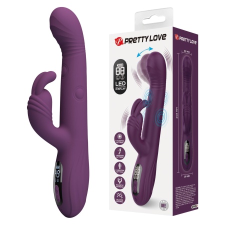 Wibrator króliczek Dee Purple - podwójna stymulacja z ruchem posuwistym (thumping) i kiwającym (nodding), 23,9 cm - 1