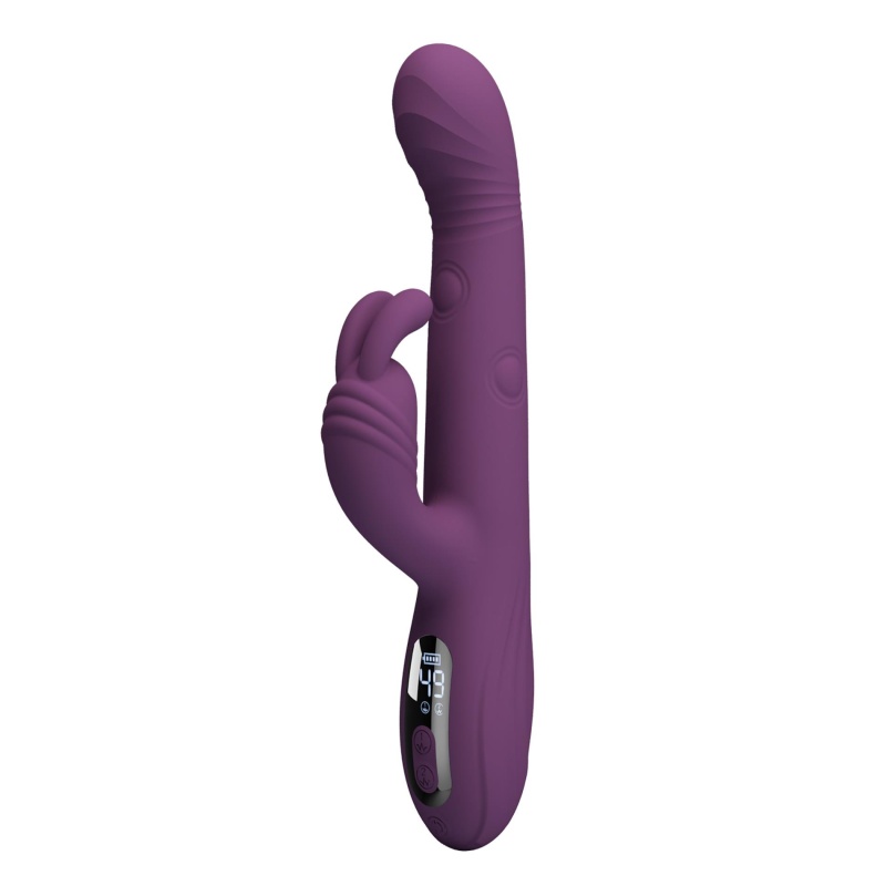 Wibrator króliczek Dee Purple - podwójna stymulacja z ruchem posuwistym (thumping) i kiwającym (nodding), 23,9 cm - 2