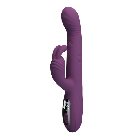 Wibrator króliczek Dee Purple - podwójna stymulacja z ruchem posuwistym (thumping) i kiwającym (nodding), 23,9 cm - 2