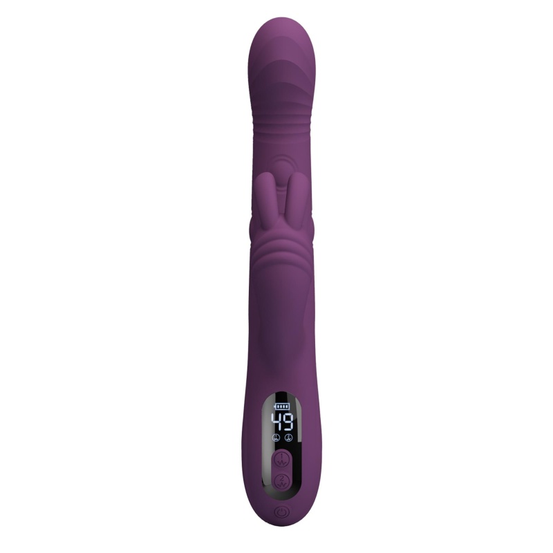 Wibrator króliczek Dee Purple - podwójna stymulacja z ruchem posuwistym (thumping) i kiwającym (nodding), 23,9 cm - 3