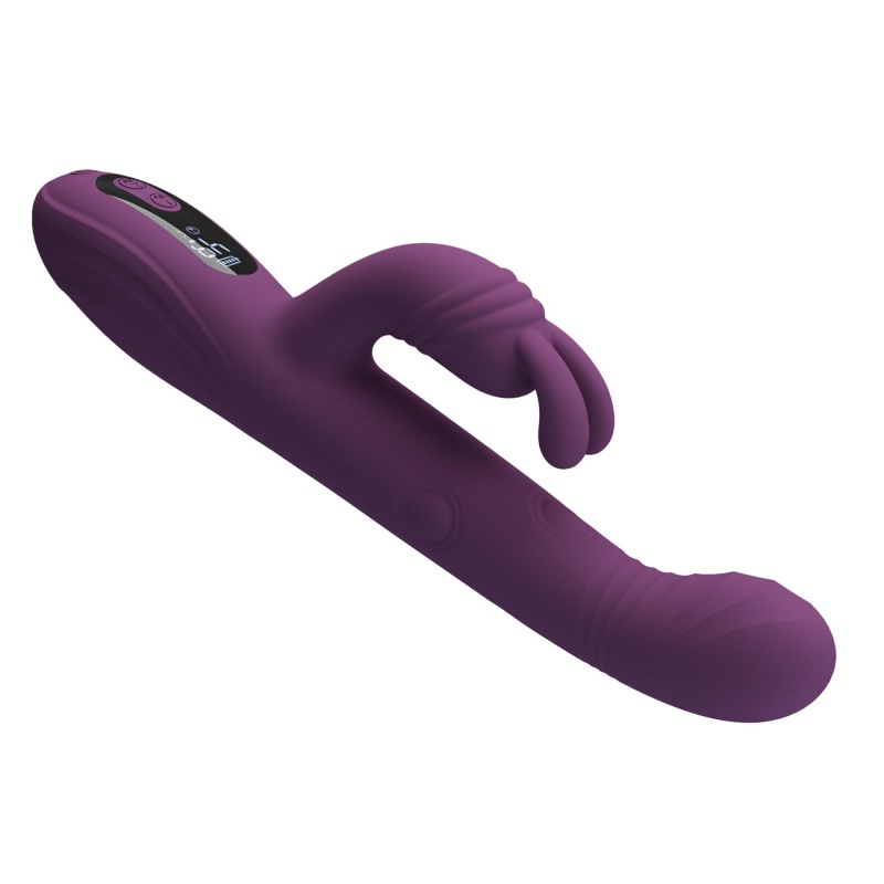 Wibrator króliczek Dee Purple - podwójna stymulacja z ruchem posuwistym (thumping) i kiwającym (nodding), 23,9 cm - 5