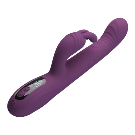 Wibrator króliczek Dee Purple - podwójna stymulacja z ruchem posuwistym (thumping) i kiwającym (nodding), 23,9 cm - 6